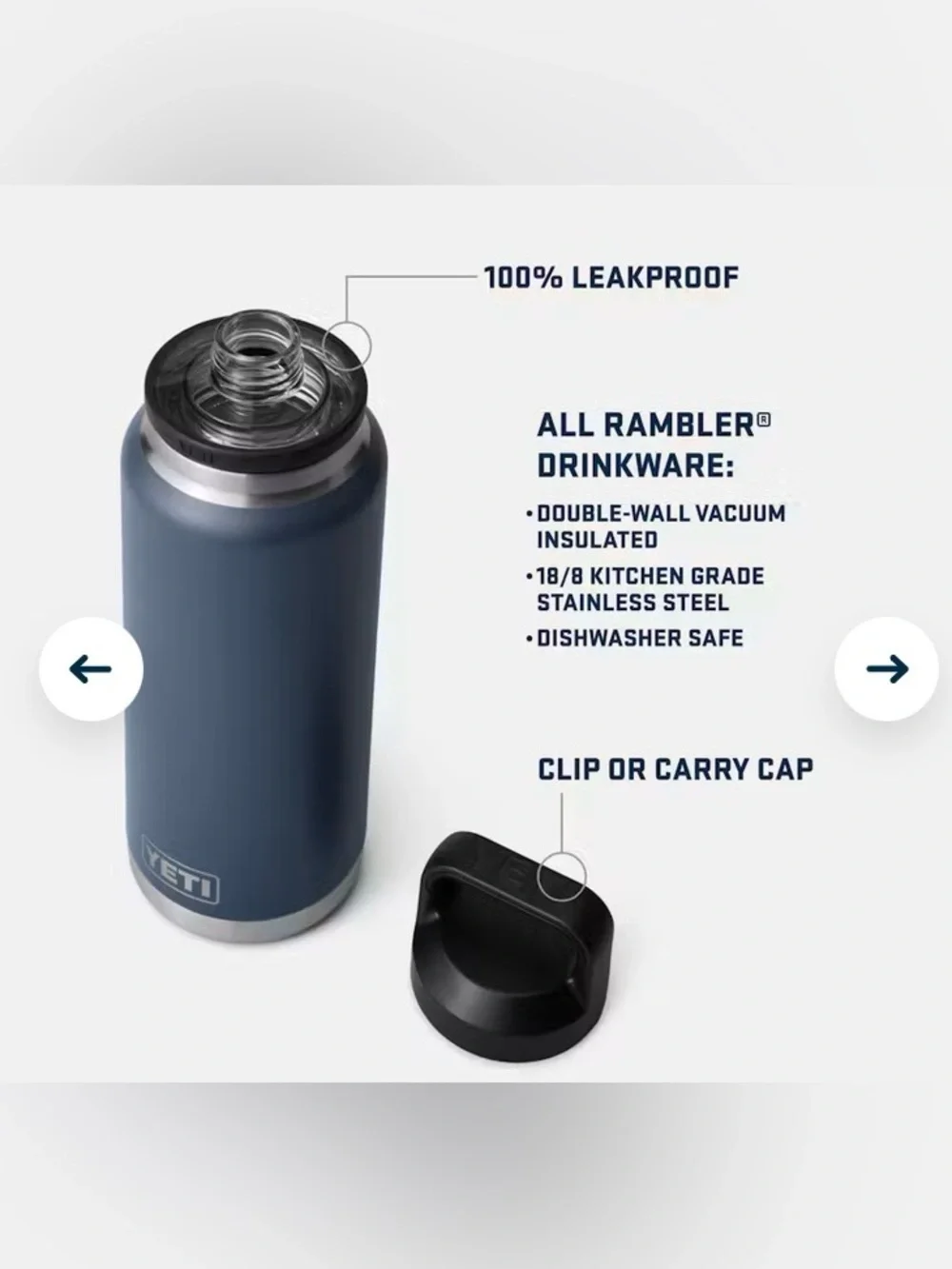 Yeti Rambler 36oz Bottle - Pearl White